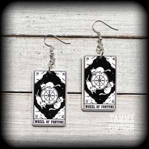 Cat earrings-Wheel of Fortune tarot card earrings