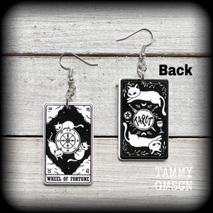 Cat earrings-Wheel of Fortune tarot card earrings