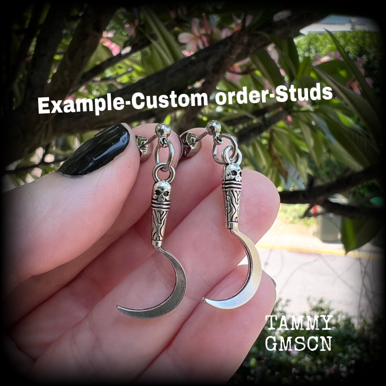 Grim reaper scythe earrings-Halloween earrings