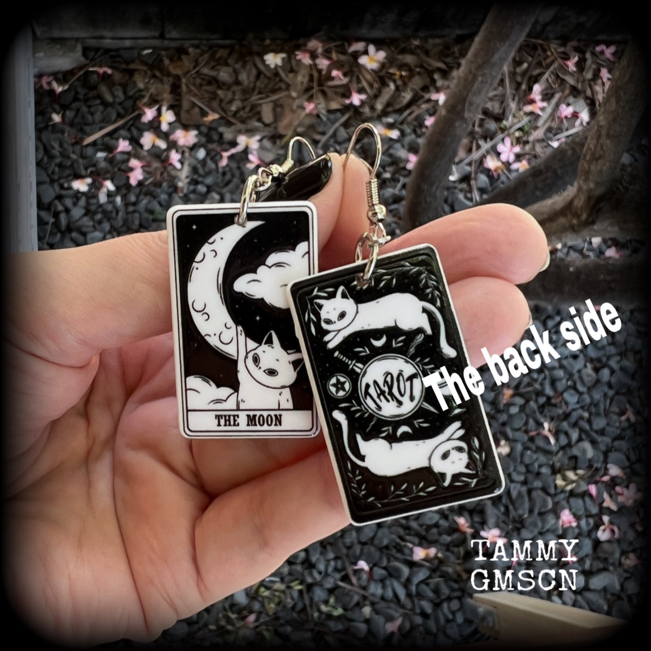 Cat tarot card earrings-The Sun-The Moon tarot jewelry