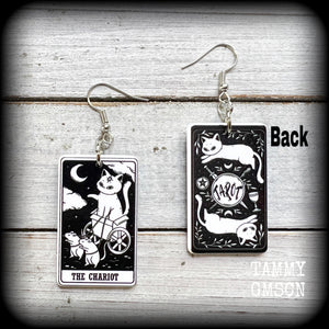 Cat earrings-The Chariot tarot card earrings