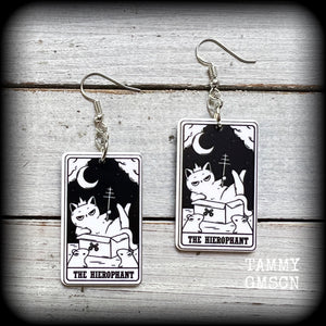Cat earrings-The Hierophant tarot card earrings