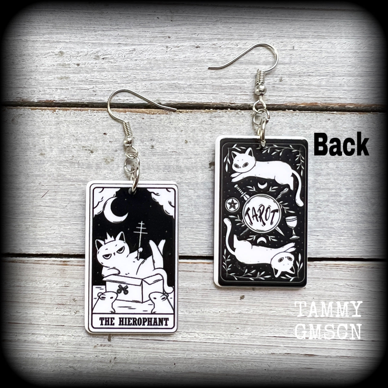 Cat earrings-The Hierophant tarot card earrings