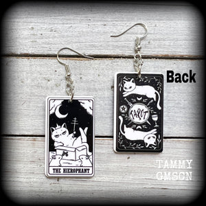 Cat earrings-The Hierophant tarot card earrings