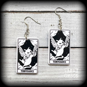 Cat tarot earrings-Temperance tarot card earrings