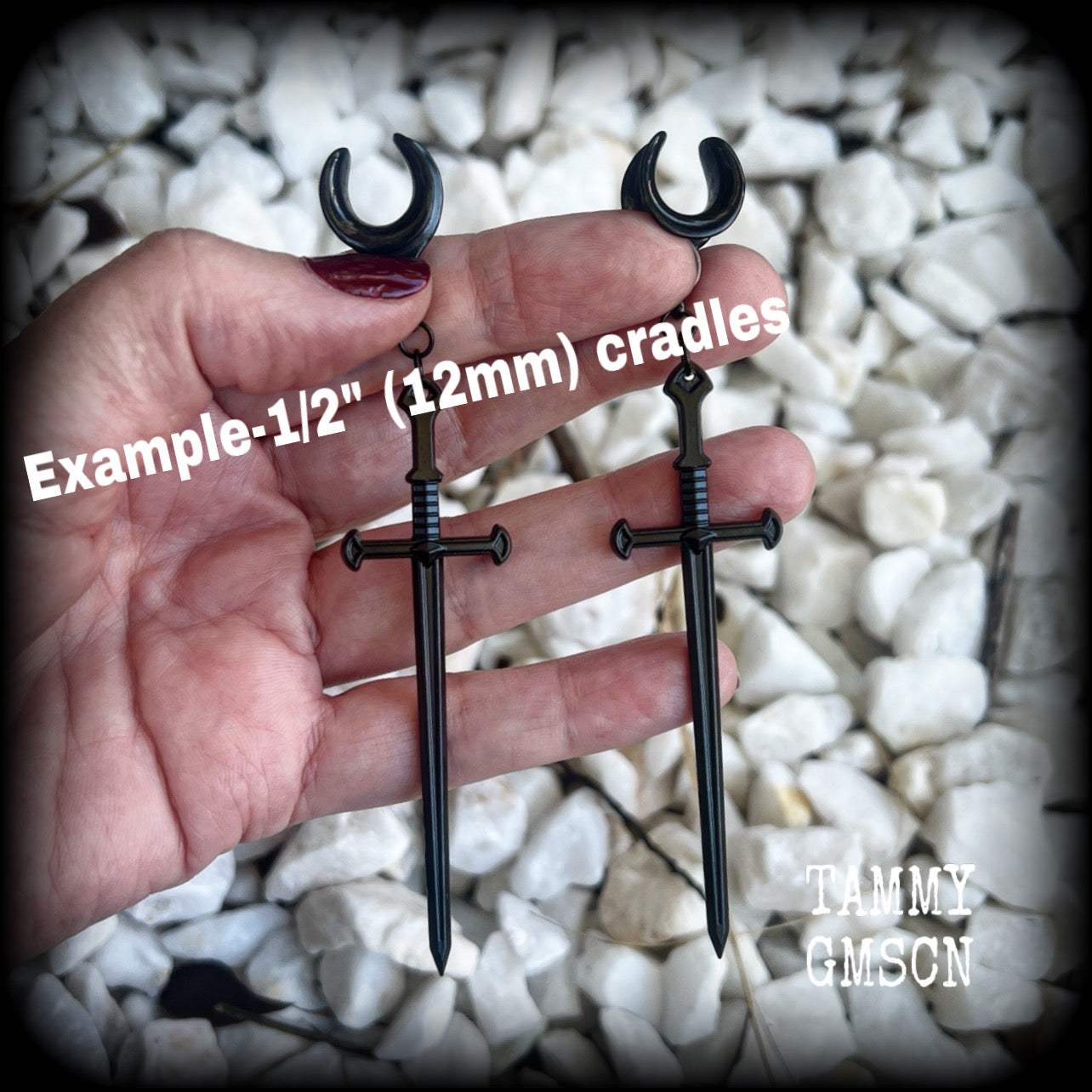 Ace of swords gauged earrings-Tarot inspired ear hangers