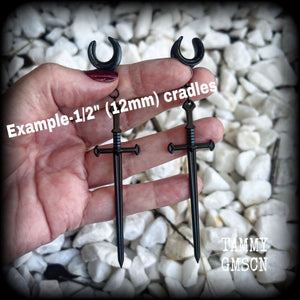 Ace of swords gauged earrings-Tarot inspired ear hangers