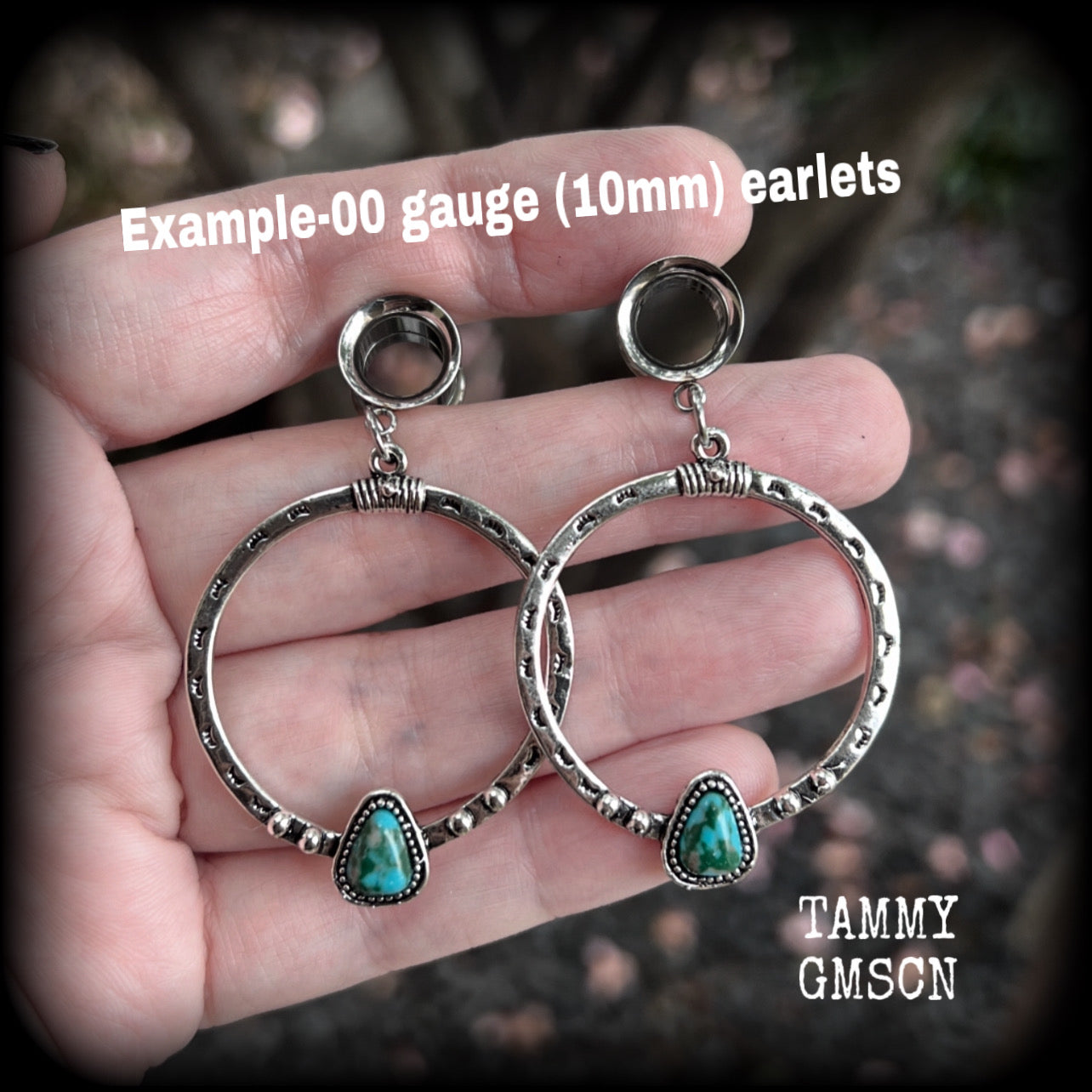 Turquoise tunnel earrings-Hoop ear gauges