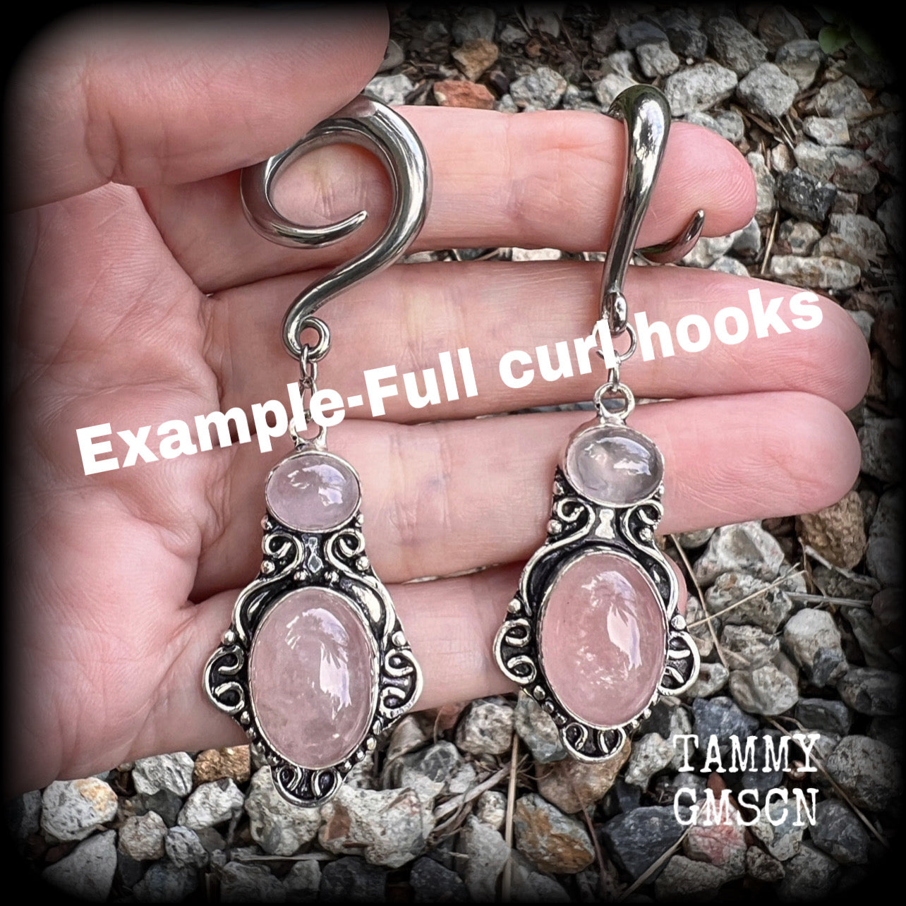 Rose quartz gauged earrings-Gemstone ear gauges