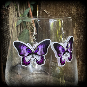 Purple butterfly earrings