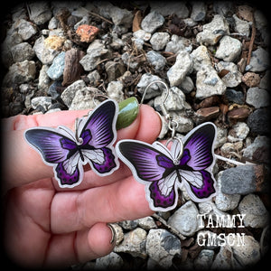 Purple butterfly earrings
