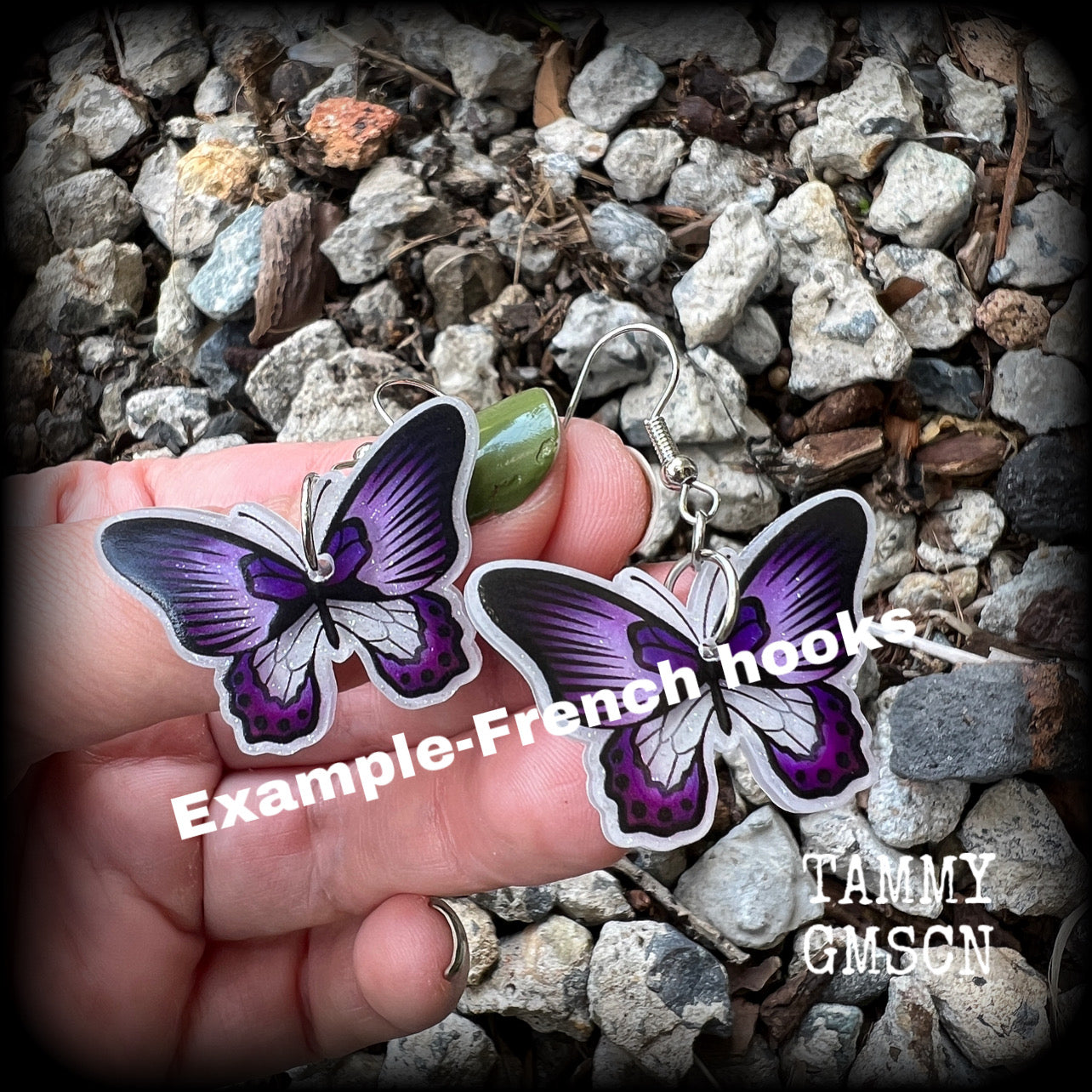 Purple butterfly earrings