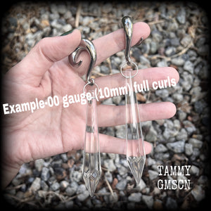 Oversize glass spike gauged earrings-Glass ear weights