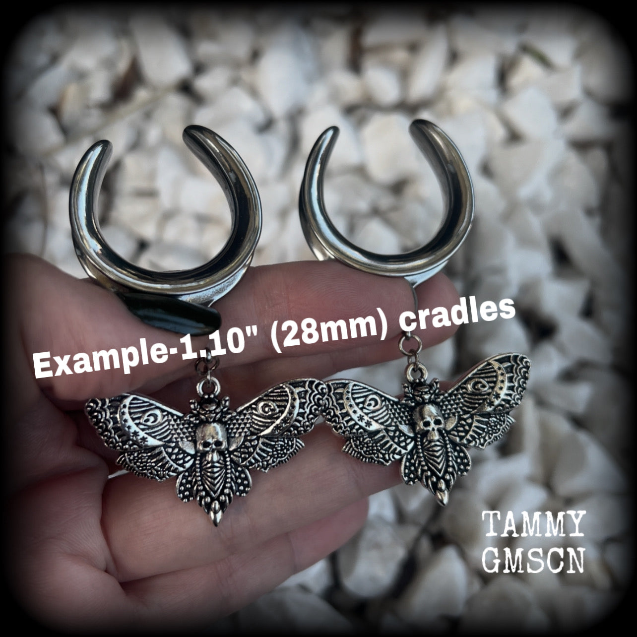 Deathshead moth ear hangers-Dreadpunk moth ear weights