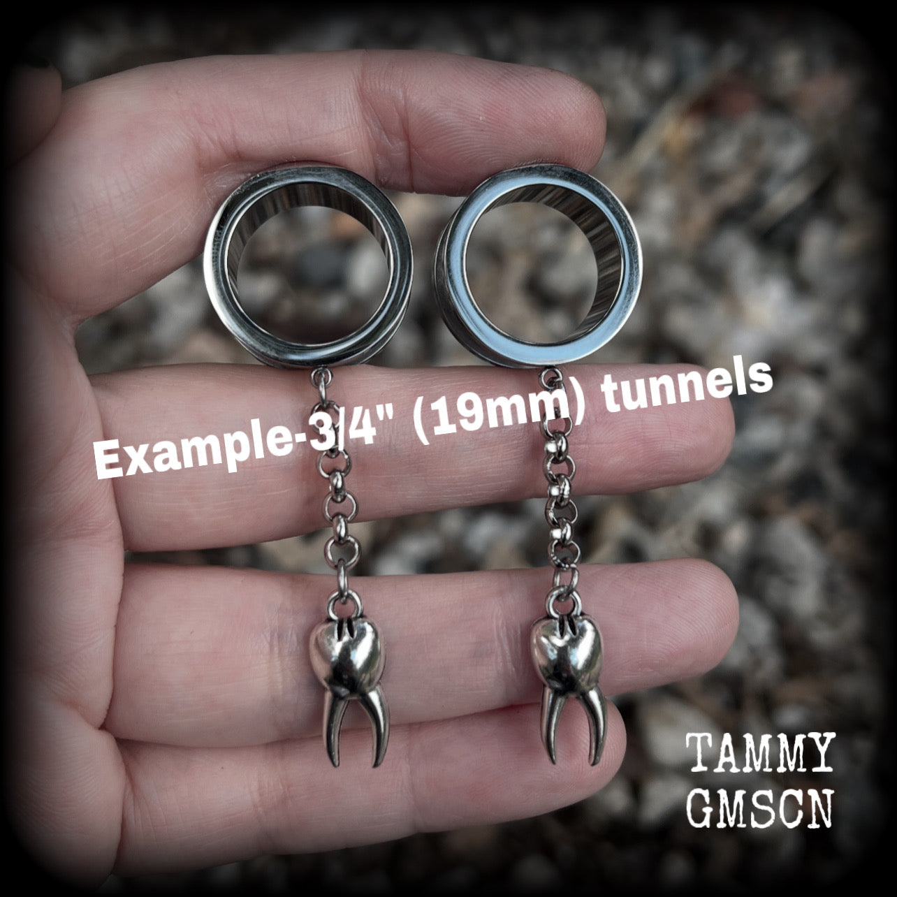 Molar tunnel earrings-Tooth tunnel dangles