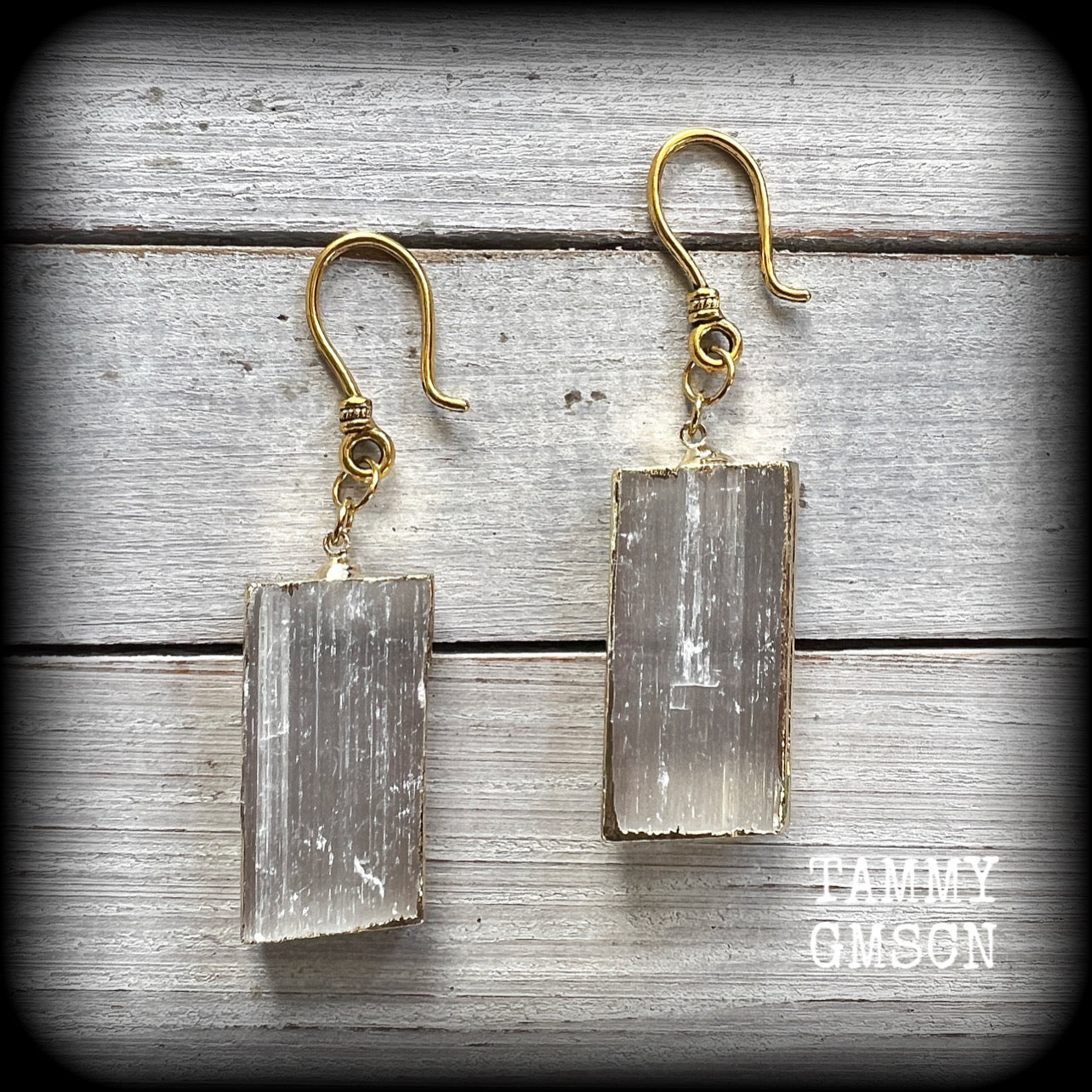 Selenite earrings-Ear hangers