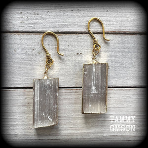 Selenite earrings-Ear hangers