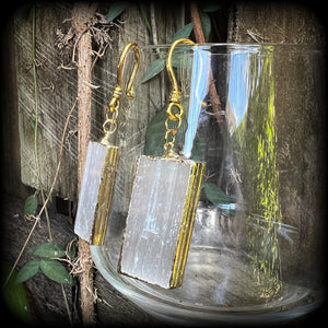 Selenite earrings-Ear hangers