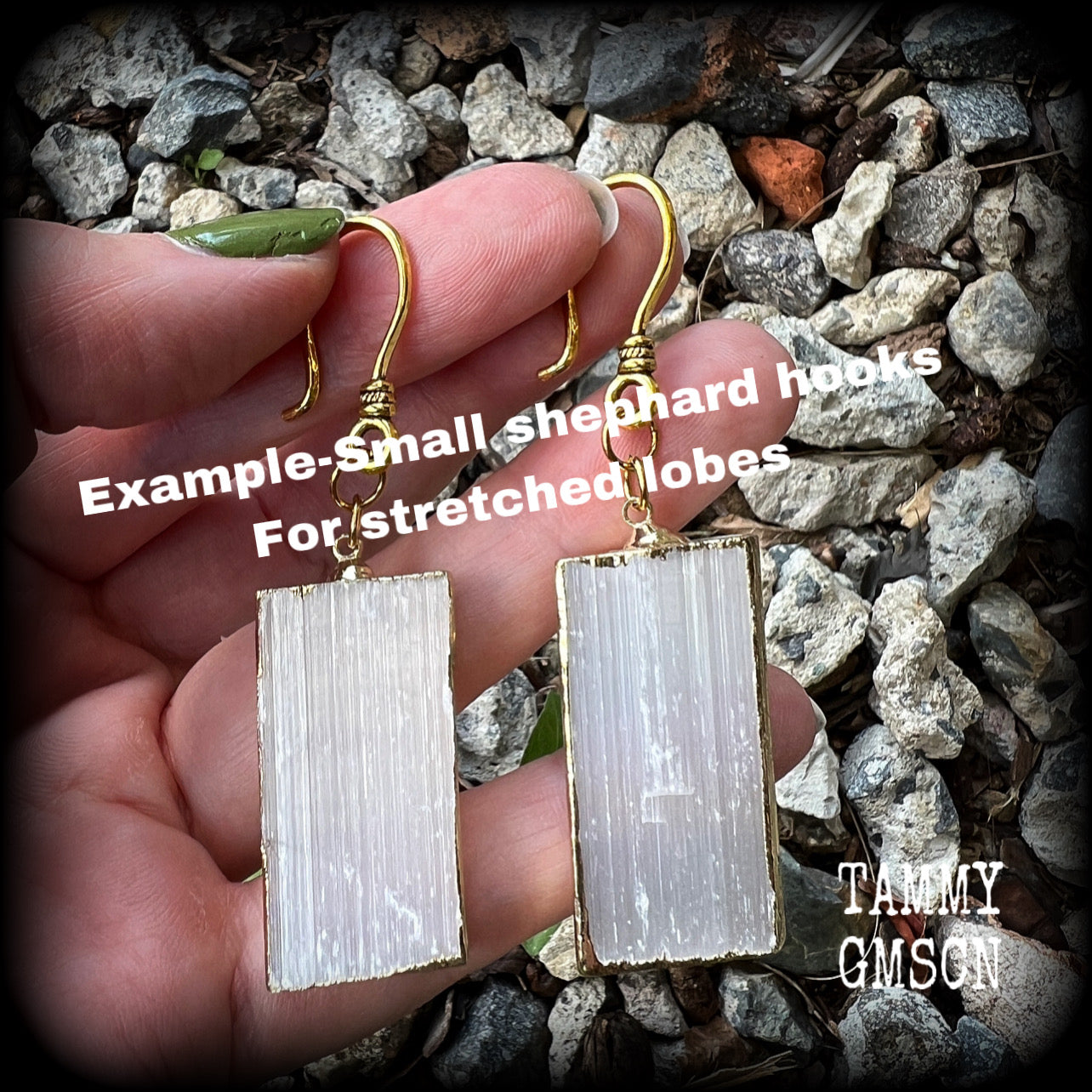 Selenite earrings-Ear hangers