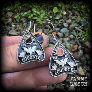 Ouija planchette bat earrings-Halloween earrings