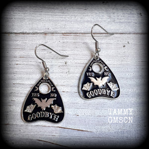 Ouija planchette bat earrings-Halloween earrings