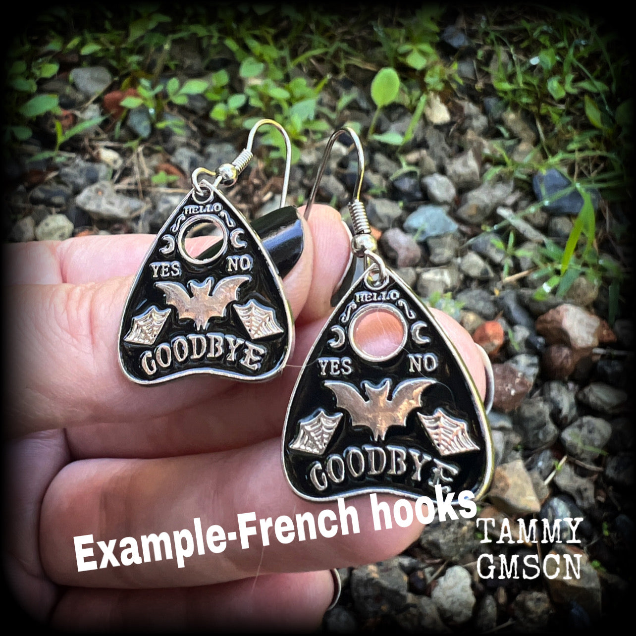 Ouija planchette bat earrings-Halloween earrings