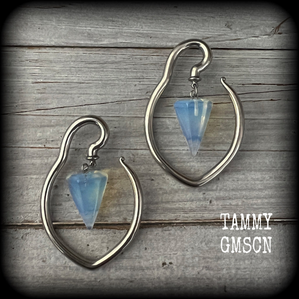 Opalite gemstone tear drop ear hangers