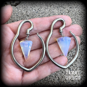 Opalite gemstone tear drop ear hangers