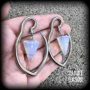 Opalite gemstone tear drop ear hangers