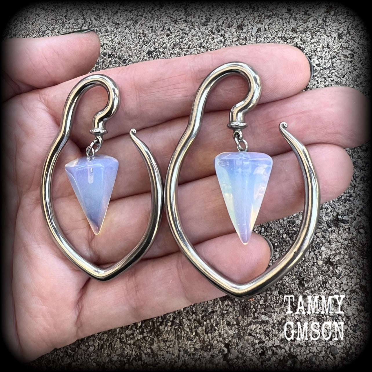 Opalite gemstone tear drop ear hangers