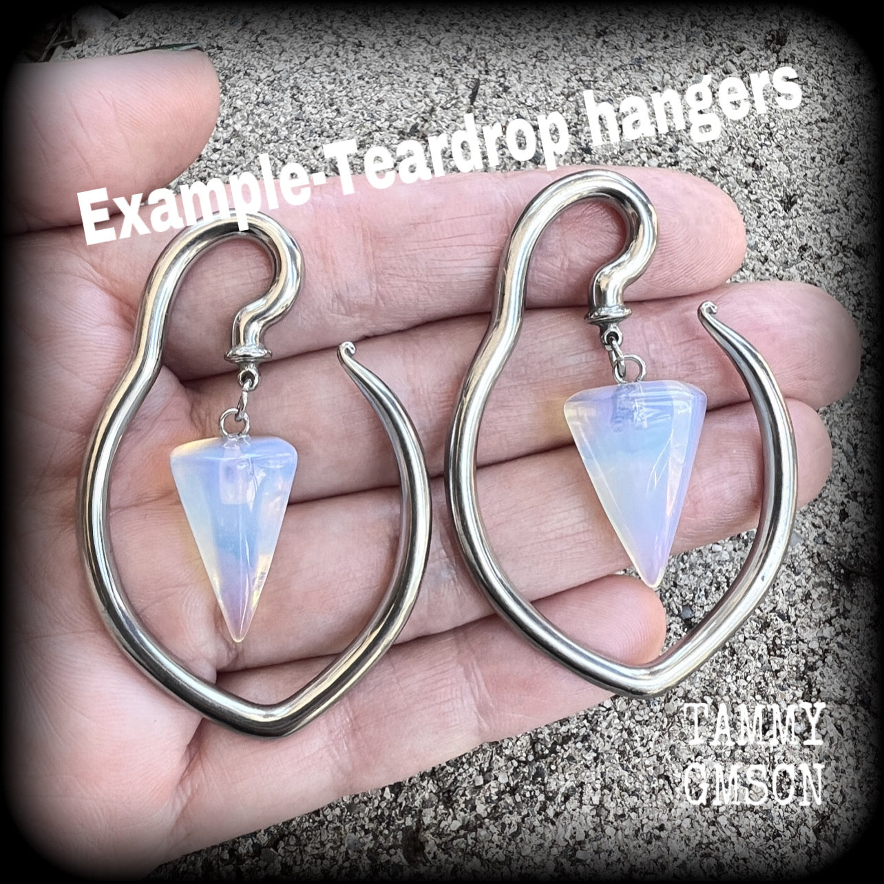 Opalite gemstone tear drop ear hangers