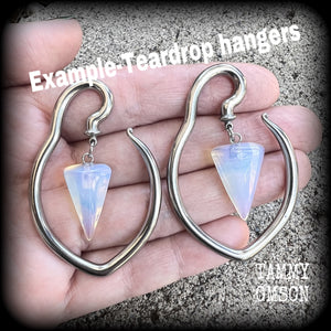 Opalite gemstone tear drop ear hangers