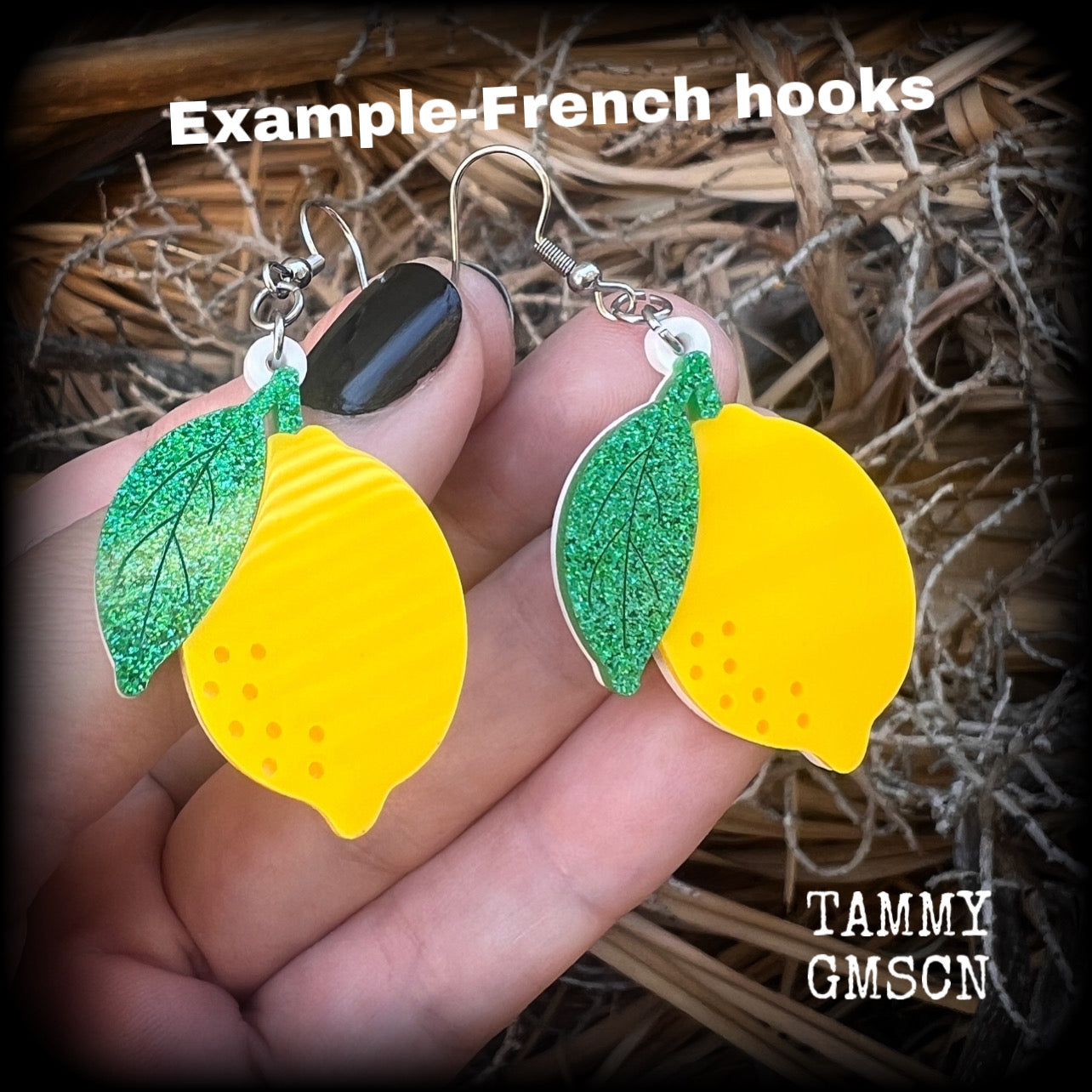 Gauged earrings Lemon earrings Citrus  Yuzu Fruit earrings Kitsch earrings Retro earrings Tunnels MCM jewelry Vegan Pierced ears Gauges Retro jewelry Fruit salad Gifts for vegans Novelty earrings Bright earrings Colourful earrings Retro jewelry Kitsch jewelry