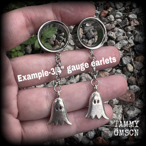 Ghost tunnel earrings-Halloween tunnel dangles