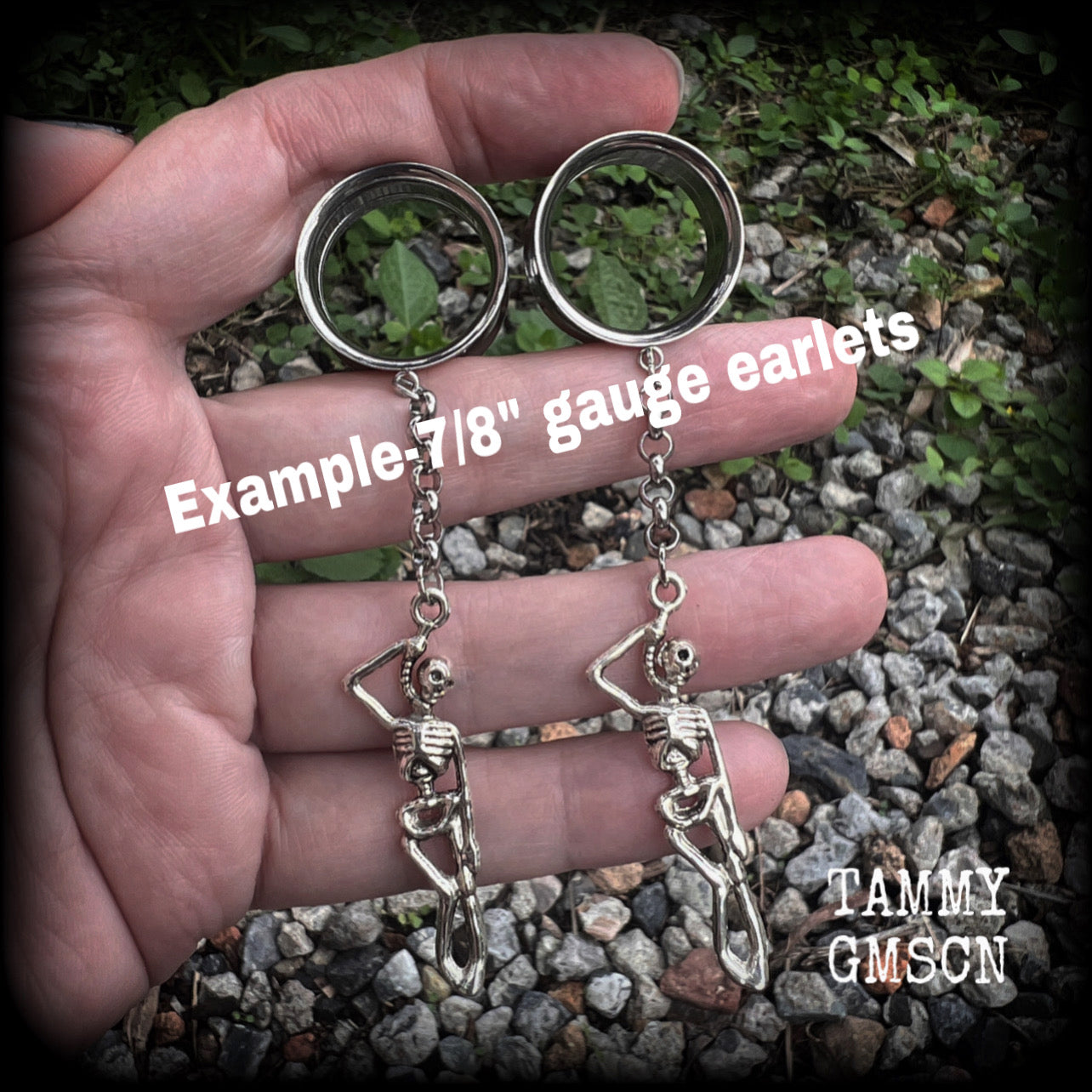 Skeleton tunnel earrings-Halloween earrings