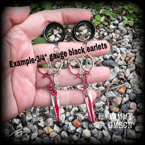 Bloodied scissors halloween gauged earrings