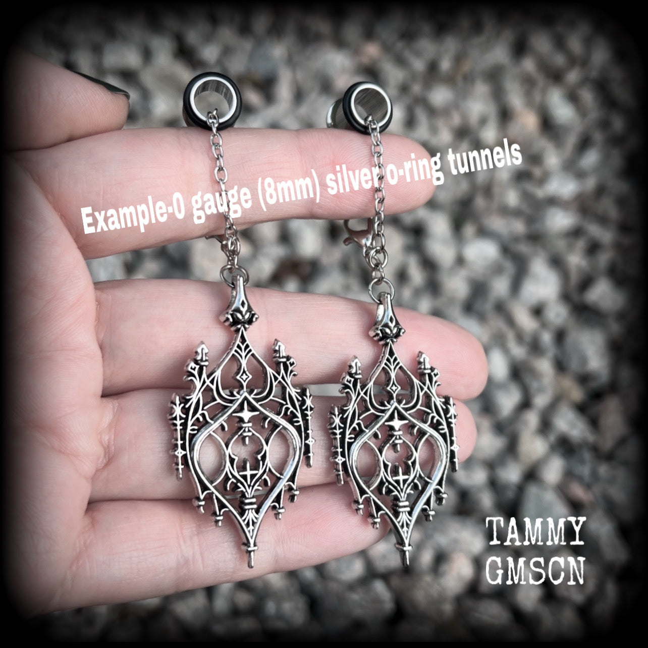 These gorgeous gothic earrings feature a beautiful antique silver ornate gothic cathedral architectural arch, measuring just on 8.5cms from tip to tip, and weighing approx 7 grams each.

 💥This listing includes one pair of surgical steel single flared O-ring earlets