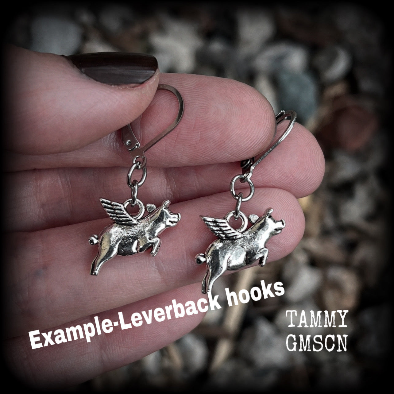 Flying pig earrings-Vegan pig earrings