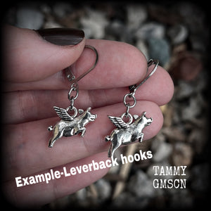 Flying pig earrings-Vegan pig earrings