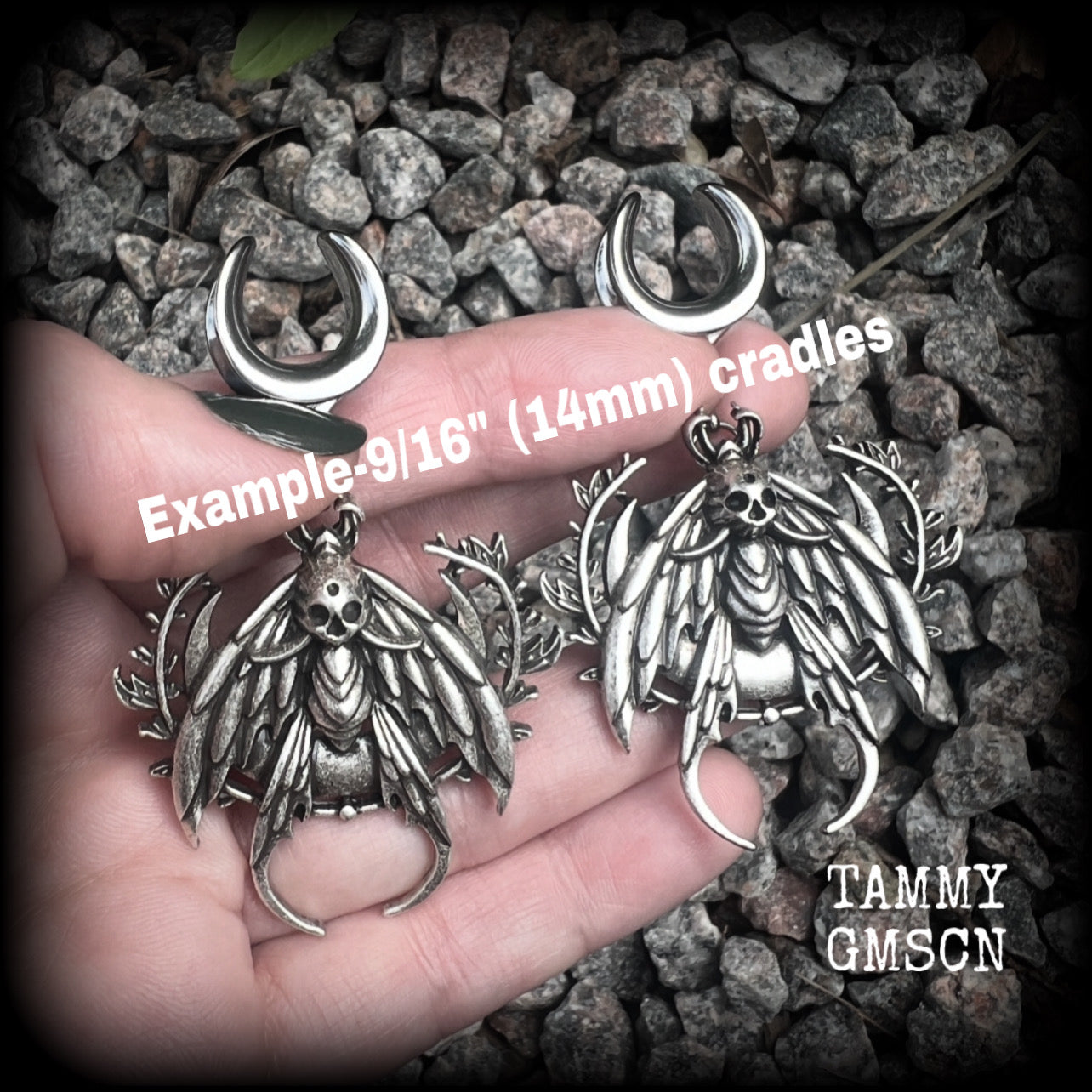 Deathshead moth gauged earrings-Insect ear weights