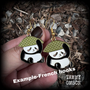 Super cute and super light weight, these earrings feature cute panda bear enamel charms, measuring just over 4cms from tip to tip and weighing only a few grams each.