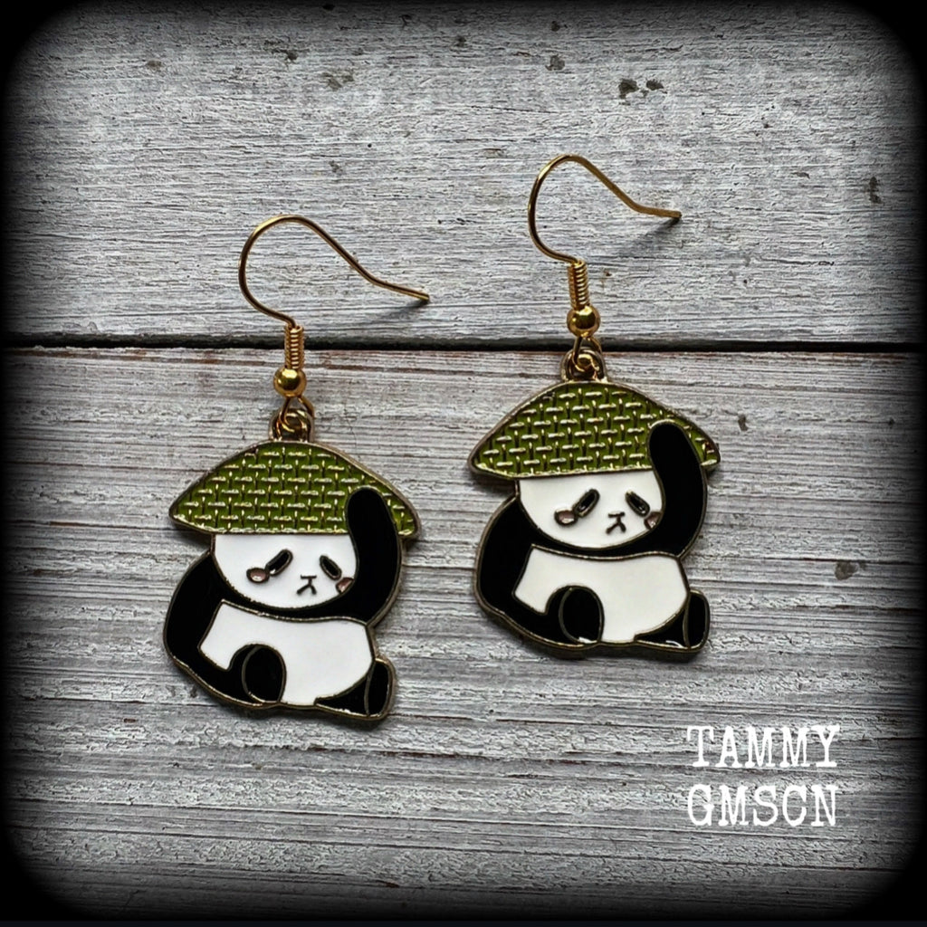 Panda bear earrings-Cute animal earrings