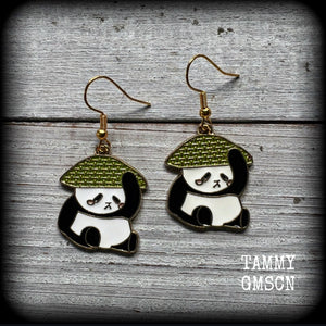 Panda bear earrings-Cute animal earrings
