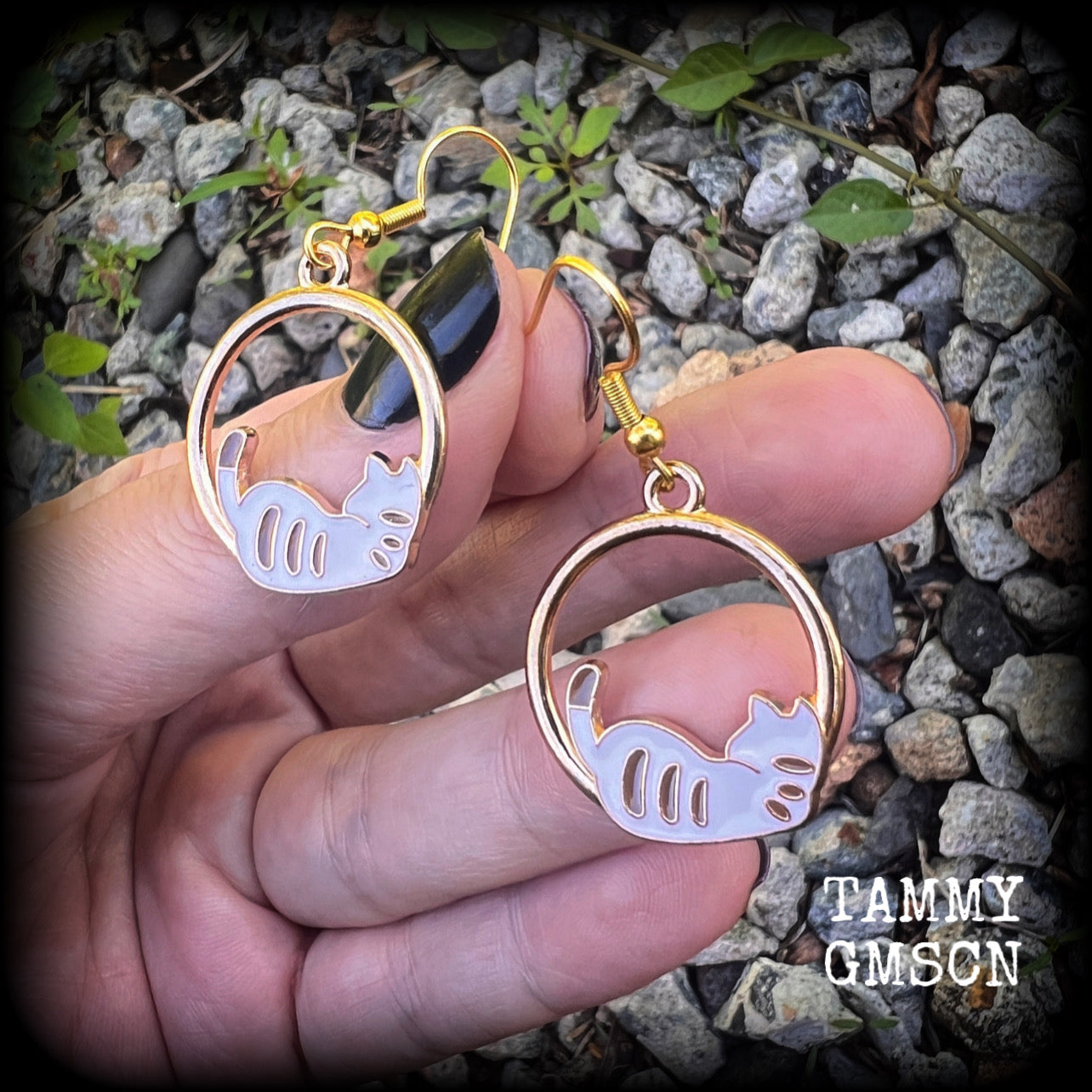White cat earrings-Crazy cat lady earrings