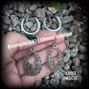 Aphrodite ear hangers-Filigree teardrop gauged earrings