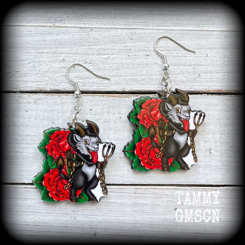 Krampus Christmas earrings