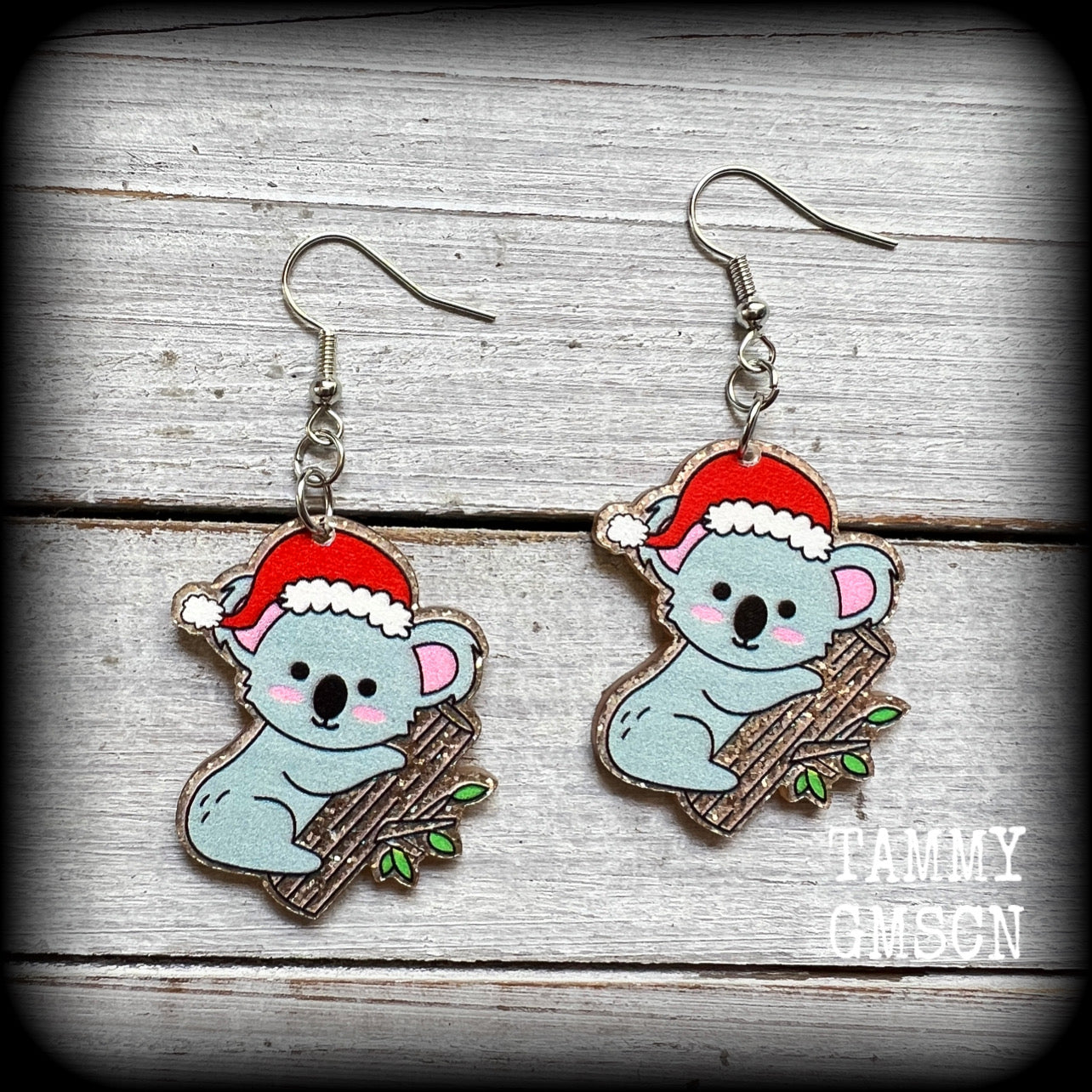 Koala earrings-Christmas earrings-Yule earrings