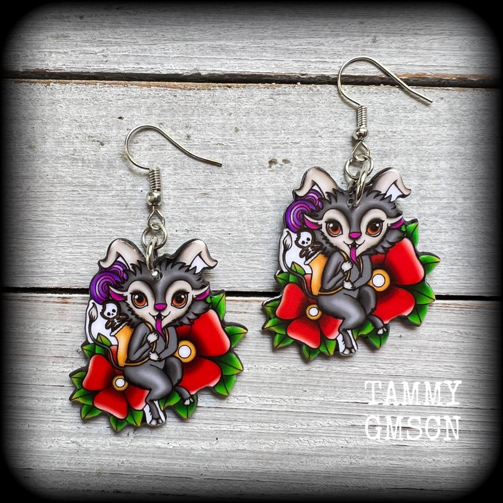 Krampus Christmas earrings