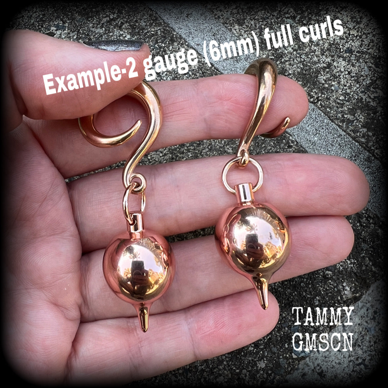 Rose gold pendulum ear weights-Ishtar gauged earrings