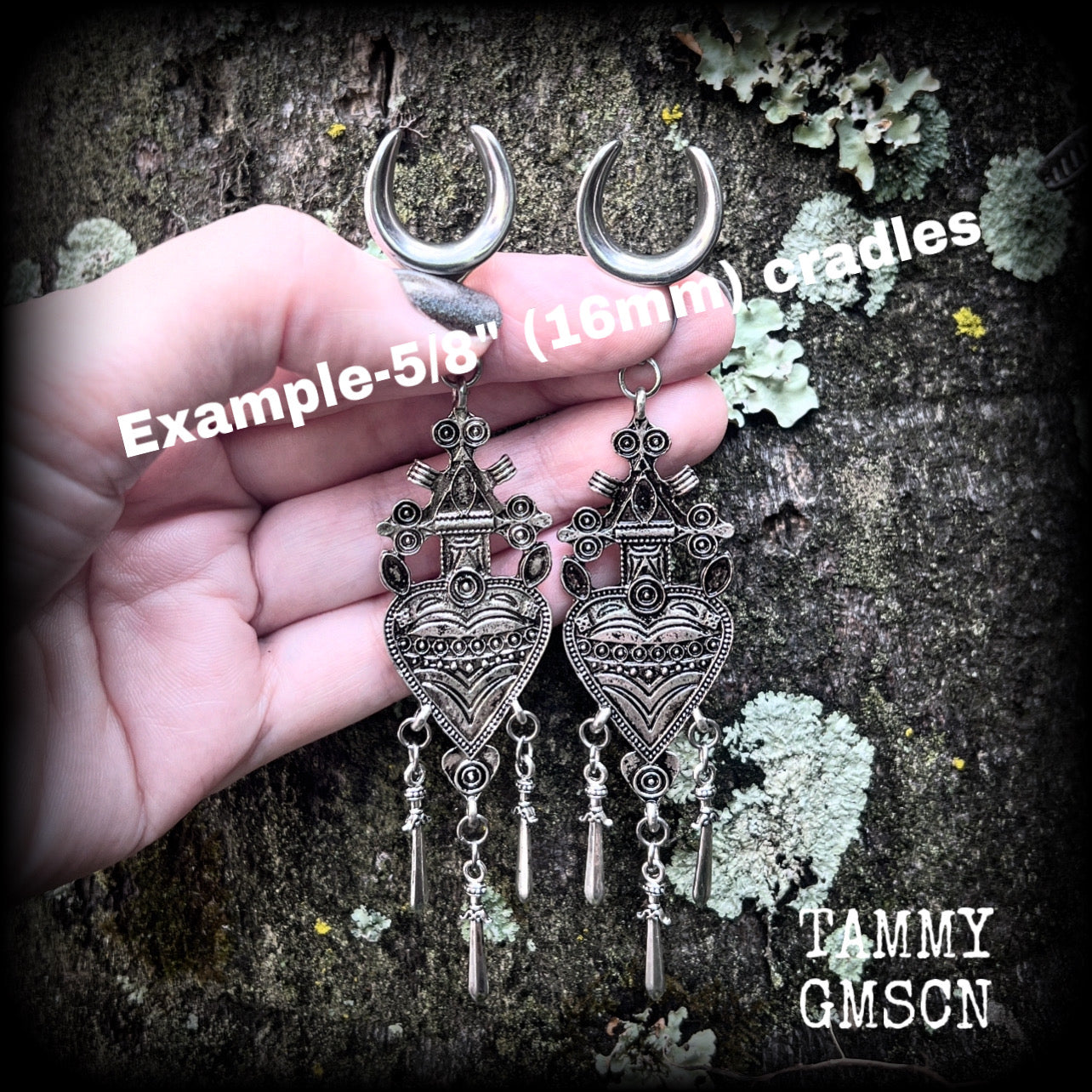 Three of Swords gauged earrings-Tarot card jewellery